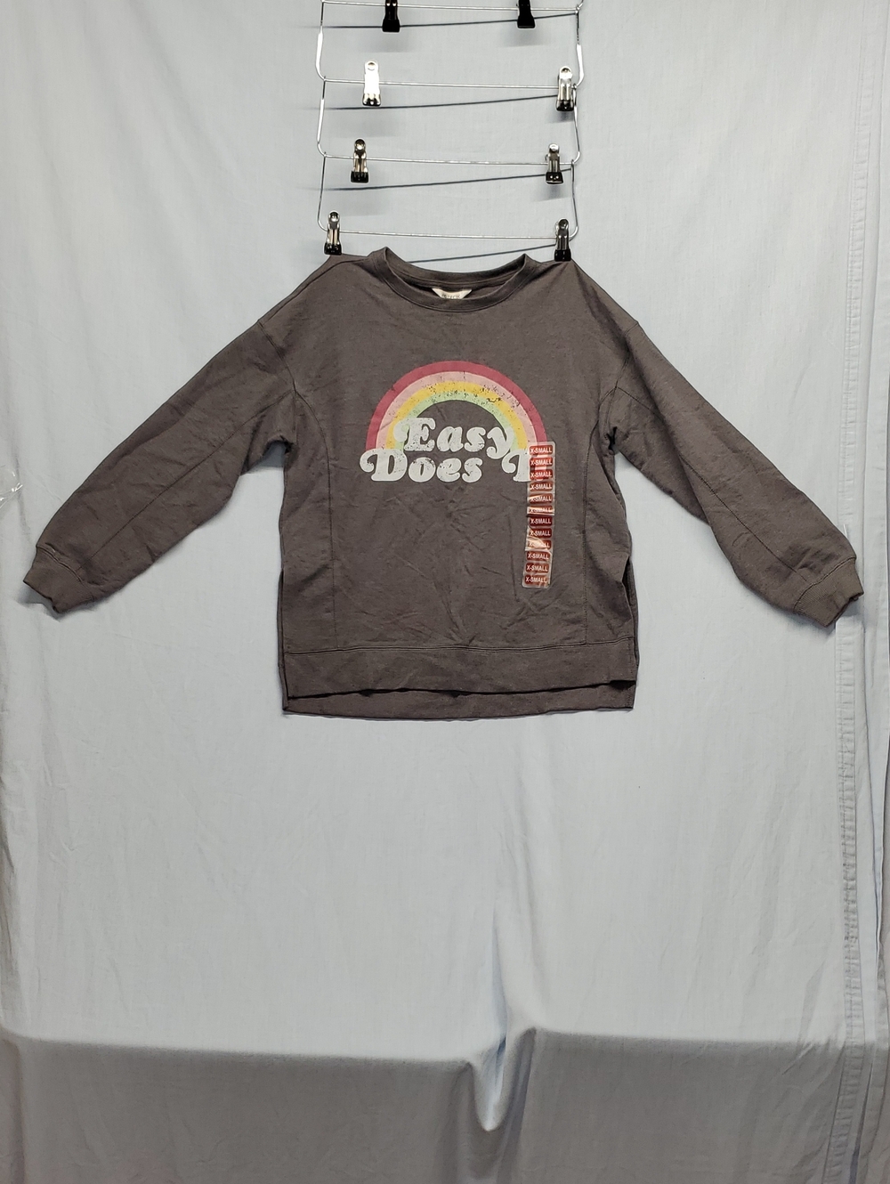 Wildfox Gray Sweatshirt with Rainbow 'Easy Does It' Graphic #260